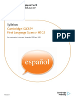 Syllabus: Cambridge IGCSE® First Language Spanish 0502