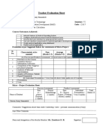 Teacher Evaluation Sheet: Title of The Icro Project Course Outcomes Achieved