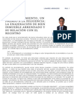 El Arrendamiento, Un Premio A La Diligencia: La Enajenación de Bien Inmueble Arrendado y Su Relación Con El Registro.