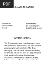 Solanaceae Family: Submitted To-Dr. Shiny Chalotra B.H.M.S, M.D (Hom.)