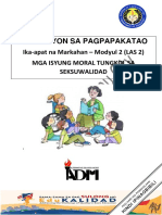 Edukasyon Sa Pagpapakatao: Ika-Apat Na Markahan - Modyul 2 (LAS 2) Mga Isyung Moral Tungkol Sa Seksuwalidad