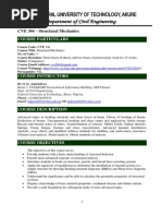 CVE 304 - Structural Mechanics: Course Particulars