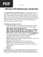 100 Days CDS Mathematics Study Plan