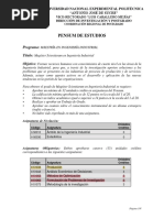 Pensum Maestría en Ingeniería Industrial Unexpo