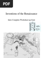 Inventions of The Renaissance: Intro Complete Worksheet Up Front