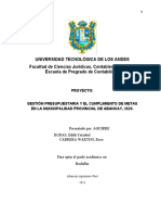 Gestión Presupuestaria y El Cumplimiento de Metas en La Municipalidad Provincial de Abancay - 2020