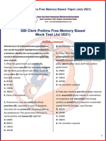 SBI Clerk Prelims Free Memory Based Mock Test (Jul 2021)