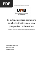 El Debate Agencia-Estructura: El Constructivismo de Wendt en La Relaciones Internacionales