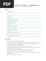 Working With Programs: Takeaways: Syntax