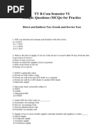 Sample Questions (MCQS) For Practice: Direct and Indirect Tax (Goods and Service Tax)