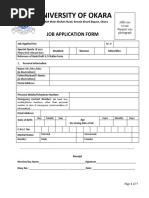 University of Okara: Job Application Form