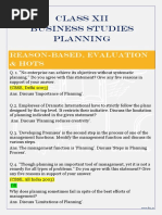 Class Xii Business Studies Planning: Reason-Based, Evaluation & Hots