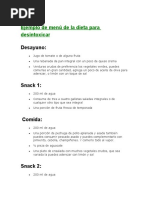 Ejemplo de Menú de La Dieta para Desintoxicar