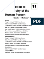 Introduction To Philosophy of The Human Person Modules 1 8 Core