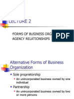 Forms of Business Organization Agency Relationships