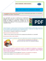 "Indago Sobre Los Efectos de La Contaminación Ambiental": Mi Propósito Del Día de Hoy Será