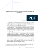 Elementos para La Elaboración de Planes de Tutoría en La Universidad