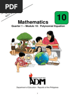 Mathematics: Quarter 1 - Module 10: Polynomial Equation