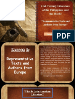 21st Century Literature of The Philippines and The World: "Representative Texts and Authors From Europe"