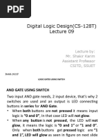 Digital Logic Design (CS-128T) : Lecture By: Mr. Shakir Karim Assistant Professor Csitd, Ssuet