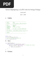 Syntax Highlighting in Latex With The Listings Package: 1 VHDL