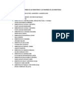 Investigar El Nombre de Los Ministerios y Los Nombres de Los Ministerios