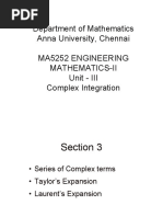 Department of Mathematics Anna University, Chennai Ma5252 Engineering Mathematics-Ii Unit - III Complex Integration