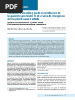 Calidad de La Atención y Grado de Satisfacción de Los Pacientes Atendidos en El Servicio de Emergencia Del Hospital Essalud II Vitarte