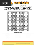 Sopa de Letras de Estados de Agregacion de La Materia