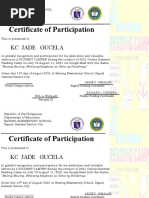 Certificate of Participation: KC Jade Gucela