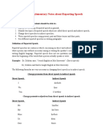 Chapter Four: Supplementary Notes About Reporting Speech