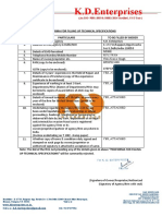 K.D.Enterprises: Proforma For Filling Up Technical Specifications S. No. Particulars To Be Filled by Bidder