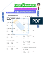 Ejercicios de Ecuaciones Cuadráticas para Primero de Secundaria