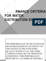 Performance Criteria For Water Distribution System