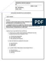 Avaliação Diagnóstica 3º Ano Geografia