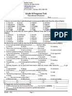 Grade 8 Progress Test: Info@amslink - Edu.vn