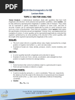 Topic 2: Vector Analysis: EE220 Electromagnetics For EE Lecture Note