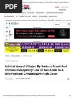 Arbitral Award Vitiated by Serious Fraud and Criminal Conspiracy Can Be Set Aside in A Writ Petition - Chhattisgarh High Court