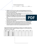 Final Exam For Managerial Economics