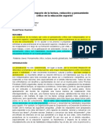 Artículo La Importancia e Impacto de La Lectura, Redacción y Pensamiento Crítico en La Educación Superior