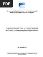 Plan de Arranque para La Planta Piloto de Lixiviados Relleno Sanitario Cañon Oculto