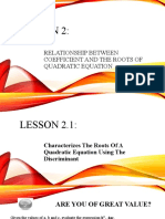 Lesson 2:: Relationship Between Coefficient and The Roots of Quadratic Equation