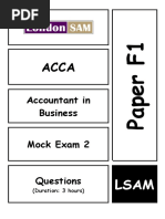 Accountant in Business Mock Exam 2: (Duration: 3 Hours)