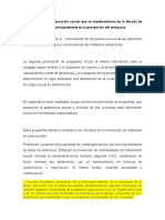 Los Programas en Educación Sexual Que Se Implementaron en La Década de Los 70