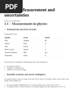 Topic 1 Measurement and Uncertainites