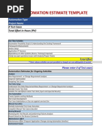 Test Automation Estimate Template: Automation Type Project Name