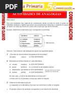 Actividades de Analogías para Quinto de Primaria