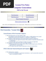 Lesson Two Notes Computer Generations: 1945 To The Present