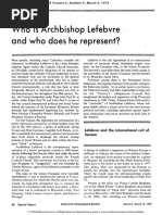 Who Is Archbishop Lefebvre and Who Does He Represent?