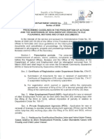 DOLE Department Order No. 213-2020 - Guidelines in The Prescription of Actions and Suspension of Reglementary Periods To File Pleadings, Motions Etc